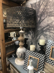 Beautiful black and natural wood distressed lamp- Pick Up Only