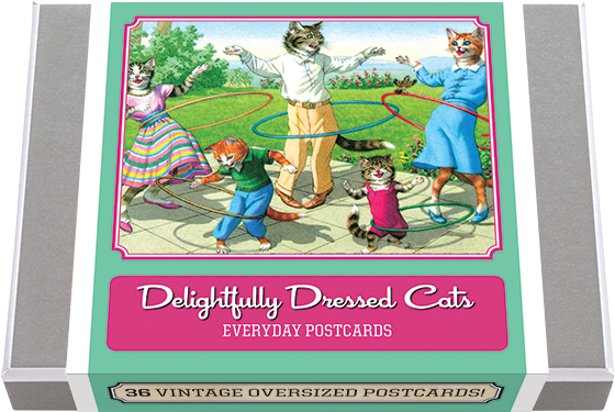 Delightfully Dressed Cats Postcard Box