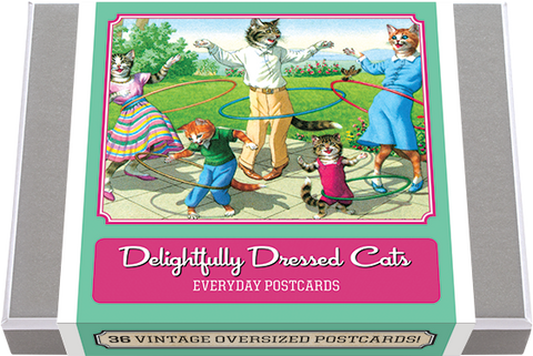 Delightfully Dressed Cats Postcard Box