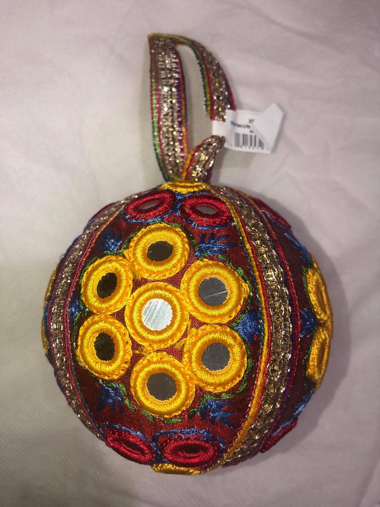 5" Round Fabric & Ribbon Ornament