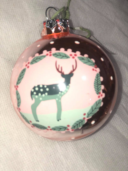 3" round glass light pink ornament