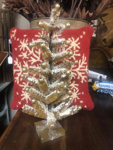 Gold Tinsel Tree with flocking