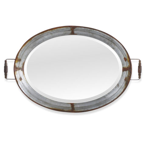 Metal Framed Oval Mirror Tray W/ Handles -Pick Up Only-