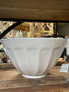 12"  White Stoneware Bowl Textured
