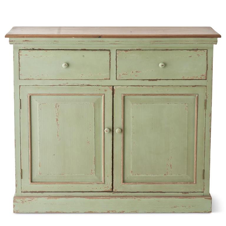Light Green Wooden Cabinet with two drawers- Pick Up Only