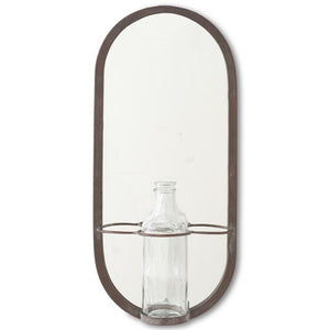 Metal Frame Mirror W/ Glass Bottle Holder