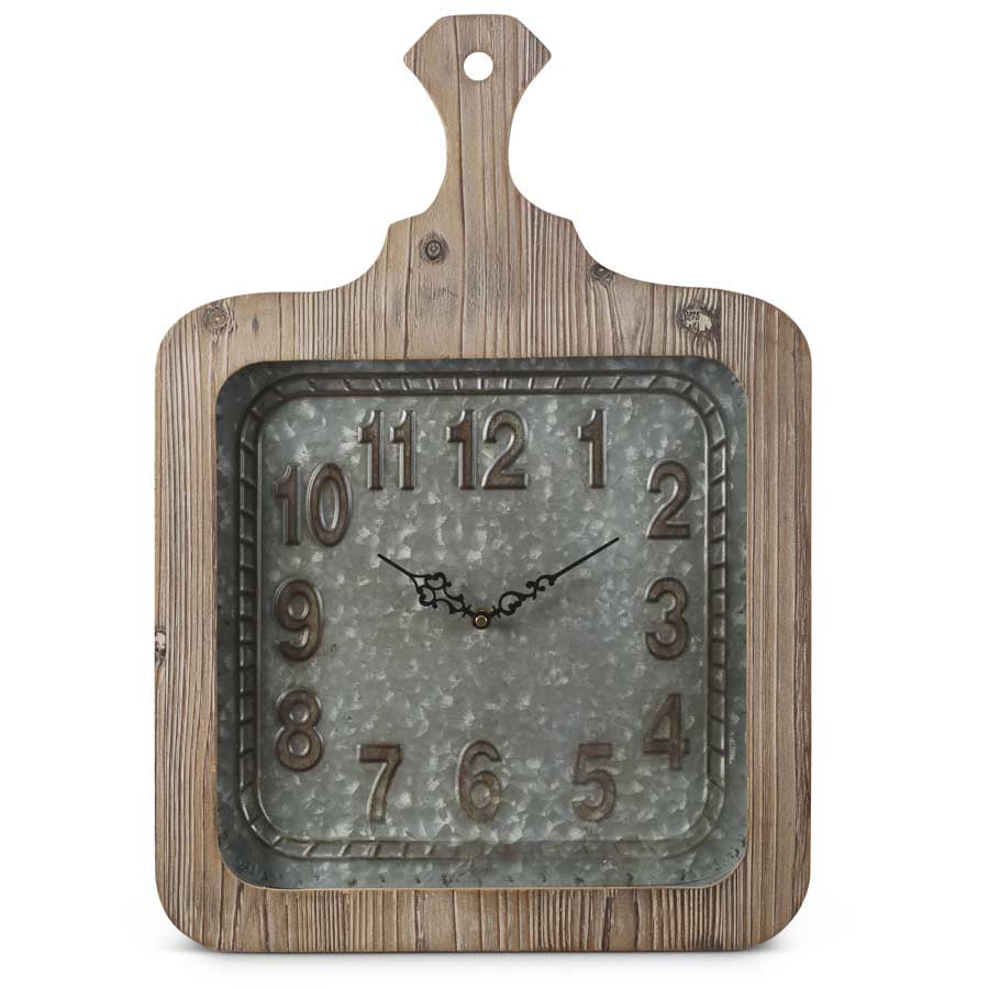 Wood and Tin Square Breadboard Clock