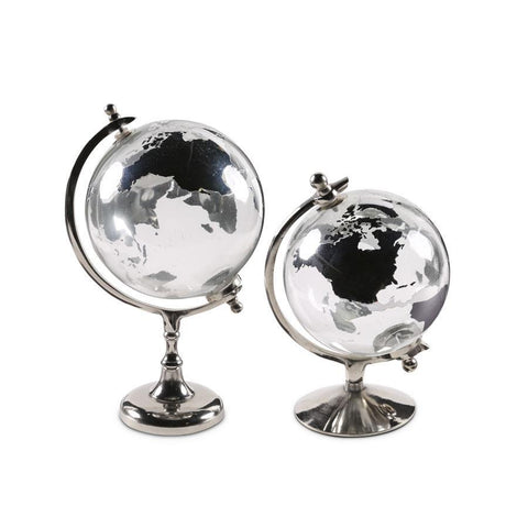 Glass World Globe on Metal Stand - Large