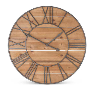 35.5" Round Wooden Clock w/Metal Roman Numerals! PICK UP ONLY!