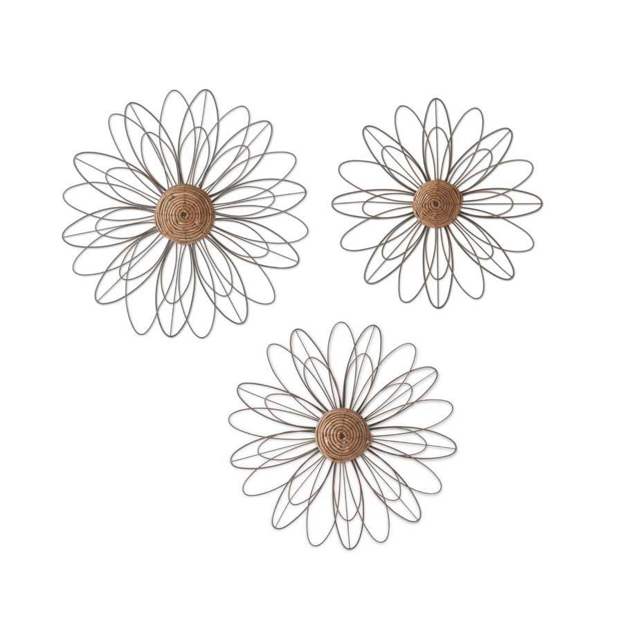 Set of 3 Wire Decorative Wall Flowers