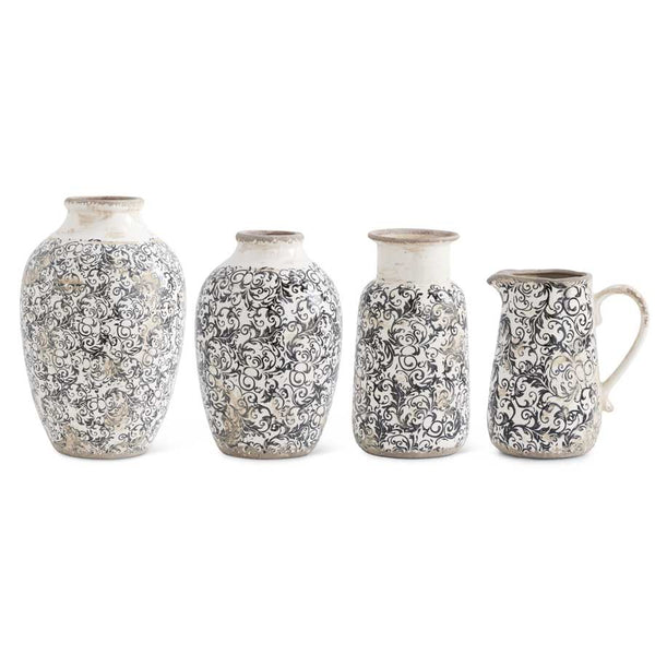 Vintage Black & White Ceramic Vase - Medium
