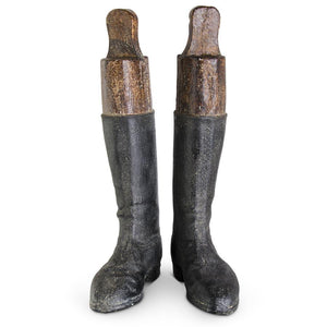 Distressed Resin Pair of Riding Boots