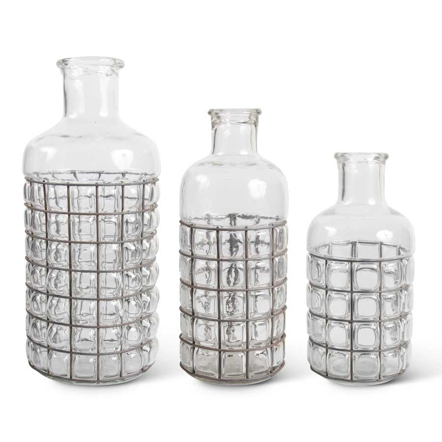 Glass & Metal Caged Bubble Bottle- Large