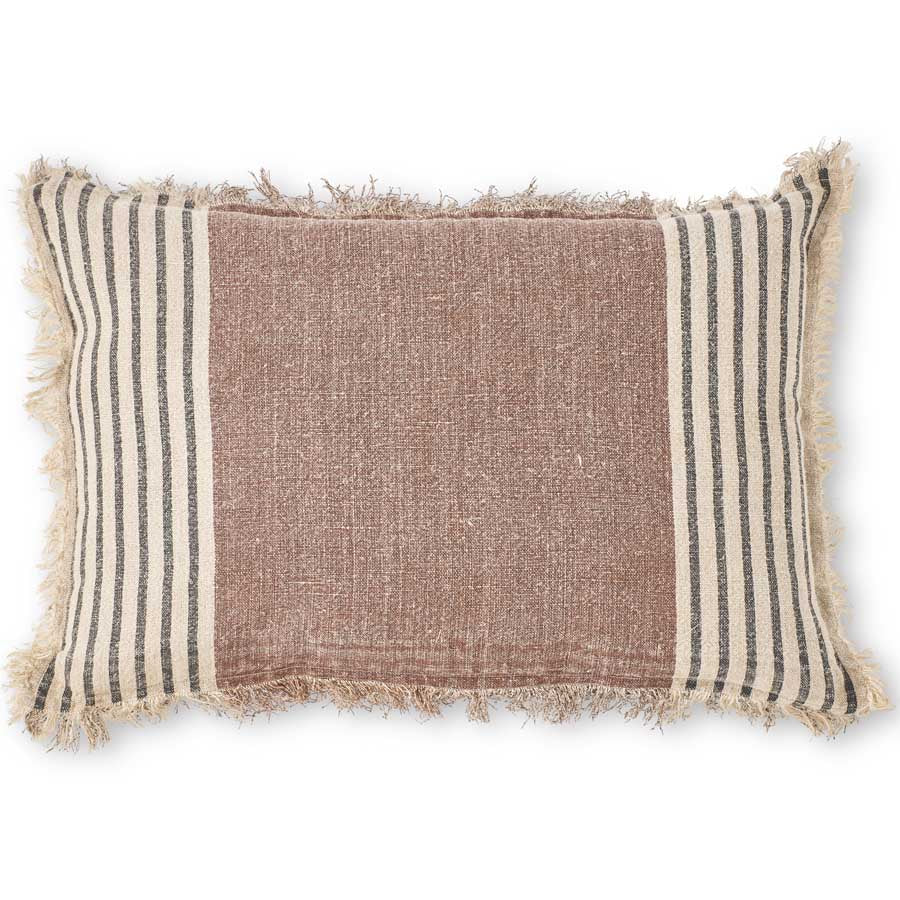 Rectangular Brown Tweed Linen Pillow