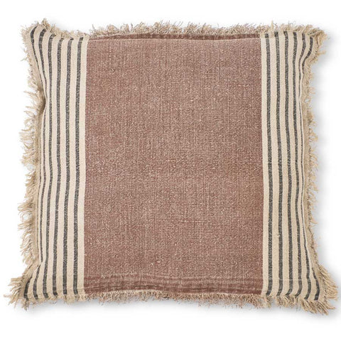 Brown Tweed Linen Pillow - Square