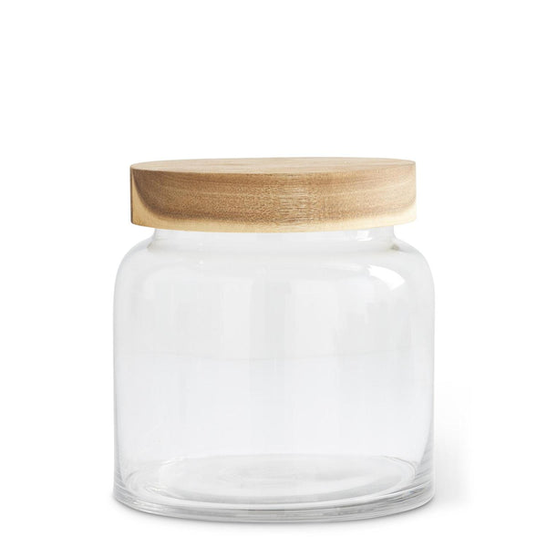 Clear Glass Containers W/ Acacia Wood Lids - Small