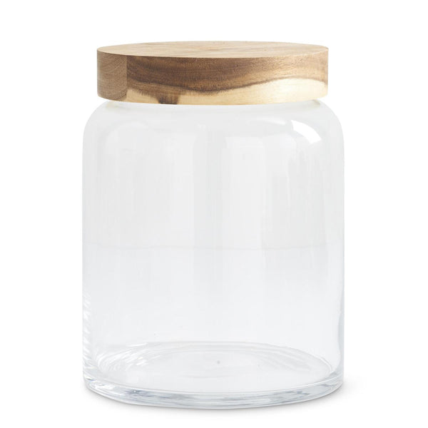 Clear Glass Containers W/ Acacia Wood Lids - Large
