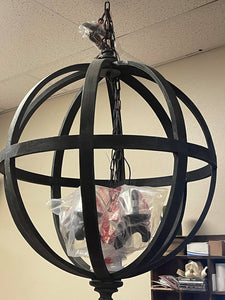 Black Round Wood Chandelier - Pick Up Only