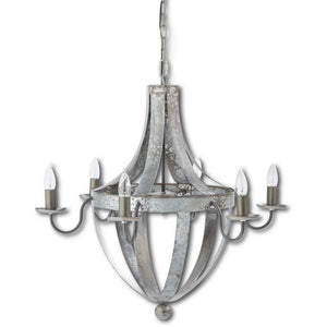 Galvanized Tin 6 Arm Chandelier - Pick Up Only