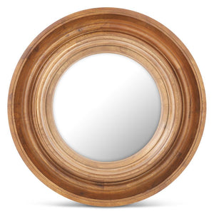 Round Brown Mango Wood Pothole Convex Mirror~Pick up only