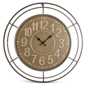 Round Dark Metal Clock W/ Embossed Numbers