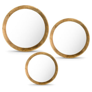 Round Fir Wood Trimmed Mirror- Small