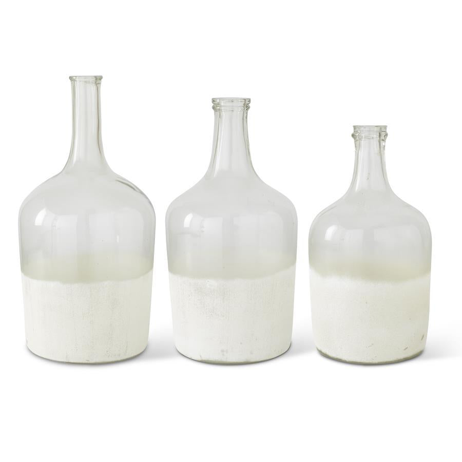 Clear Glass Rounded Long Neck Bottles W/ Frosted Bottoms- Medium