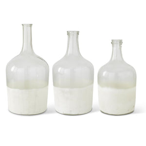 Clear Glass Rounded Long Neck Bottles W/ Frosted Bottoms- Medium