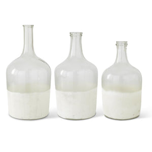 Clear Glass Rounded Long Neck Bottles W/ Frosted Bottoms- Large