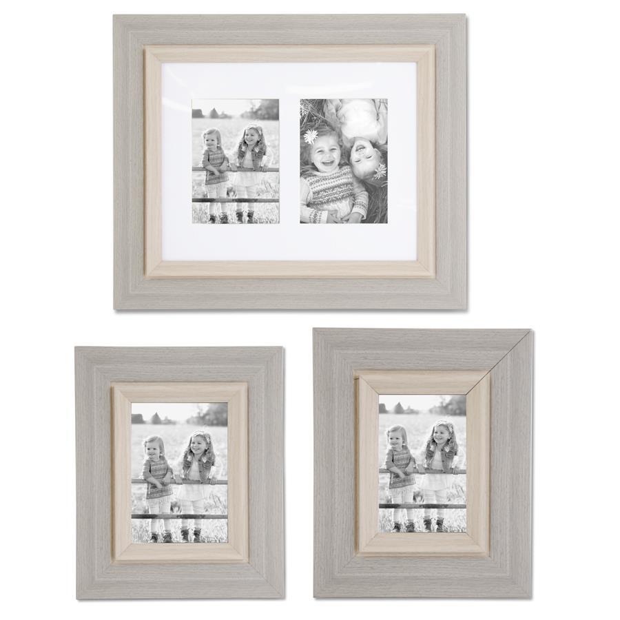 Wooden Grey Double Photo Frame - Large