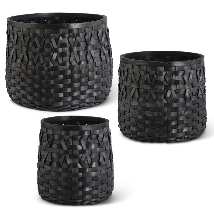 Black Round Chip Baskets - Large