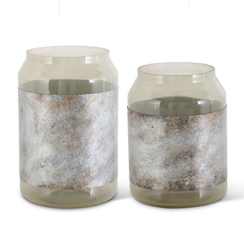 Burnished Graphite Glass Containers