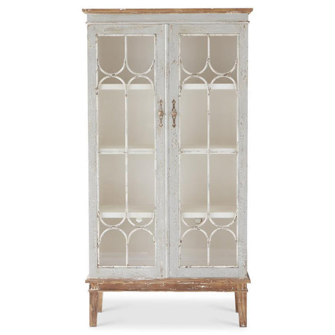White Distressed Wood & Metal Cabinet - Pick Up Only