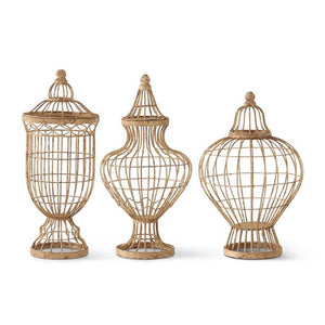 RUSTIC WIRE URNS W/LID-Large
