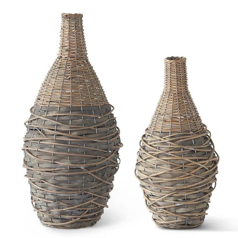 Woven Will and Metal Vases
