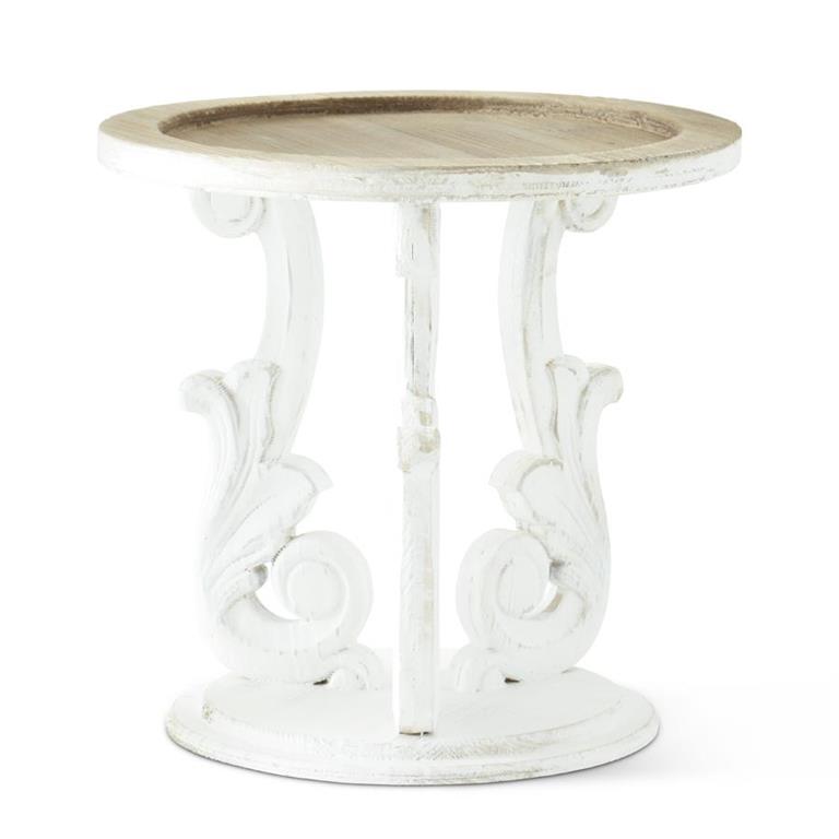 WHITEWASHED ORNATE WOOD RISER – Montana Rustic Accents