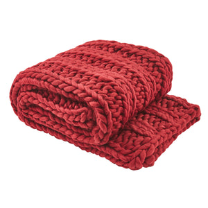 Chunky Ribbed Knit Throw- Garnet