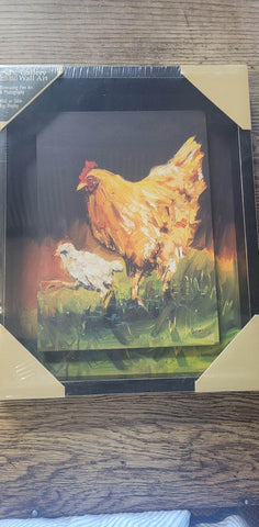 Rooster and Chick Shadowbox Wall Art
