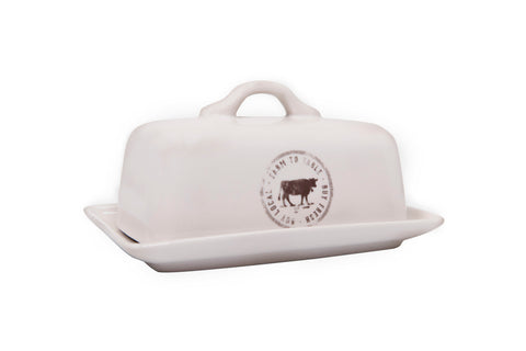 Stoneware Butter Dish W/ Cow