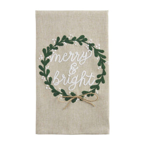 Merry Bright Embroidered Towel
