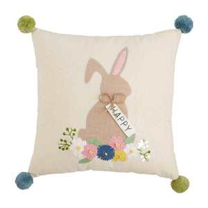 Happy Bunny Embroidery Pillow