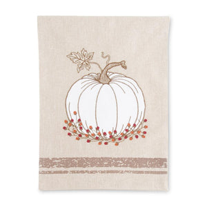 Tan Table Runner w/ Embroidered Pumpkin