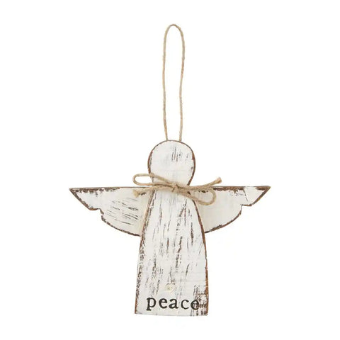 White Wood Angel Ornament