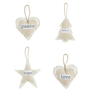 White Plush Ornaments- 4 Styles