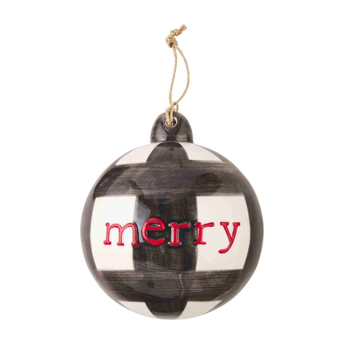 Merry Ceramic Ball Ornament