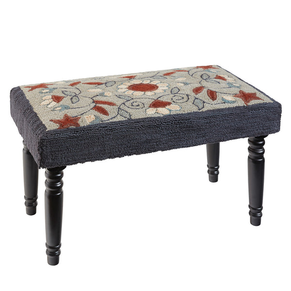 Gray Floral Hooked Bench- PICK UP ONLY