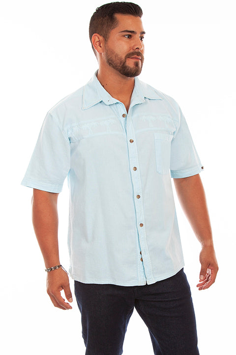 Scully Men's Palm Embroidered Shirt! Six Color Options!!-DROP SHIP