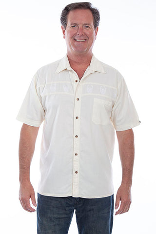 Scully Men's Skull Short Sleeve Cotton Shirt