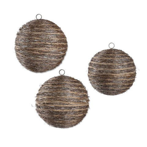 Glittered Rattan and Sisal Ornaments - Large
