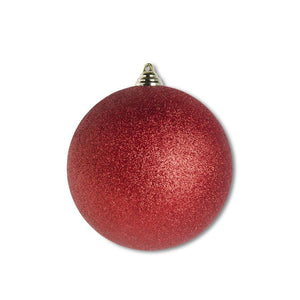 5.5 Inch Red Glittered Shatterproof Round Ornament